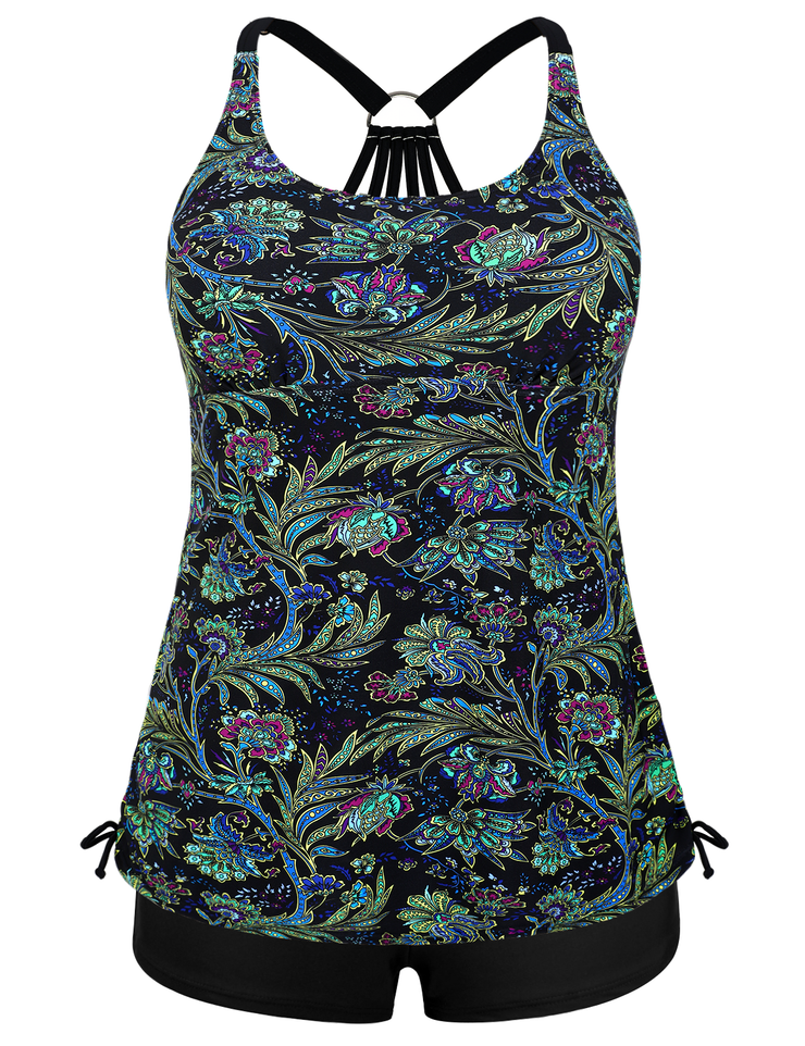 Firpearl Plus Size Bathing Suits for Women Two Piece Swimsuit Athletic Tankini Top with Shorts
