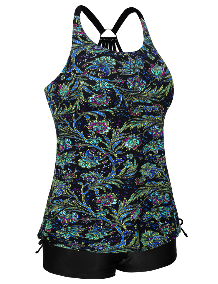 Firpearl Plus Size Bathing Suits for Women Two Piece Swimsuit Athletic Tankini Top with Shorts