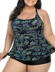 Firpearl Plus Size Bathing Suits for Women Two Piece Swimsuit Athletic Tankini Top with Shorts