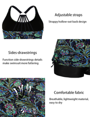 Firpearl Plus Size Bathing Suits for Women Two Piece Swimsuit Athletic Tankini Top with Shorts