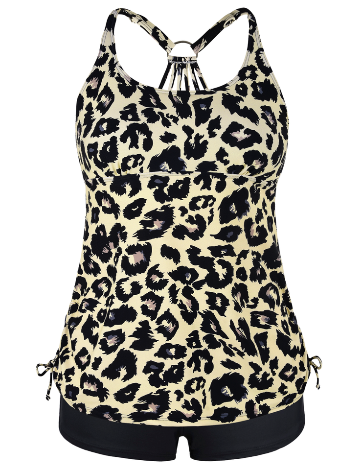 Firpearl Plus Size Bathing Suits for Women Two Piece Swimsuit Athletic Tankini Top with Shorts