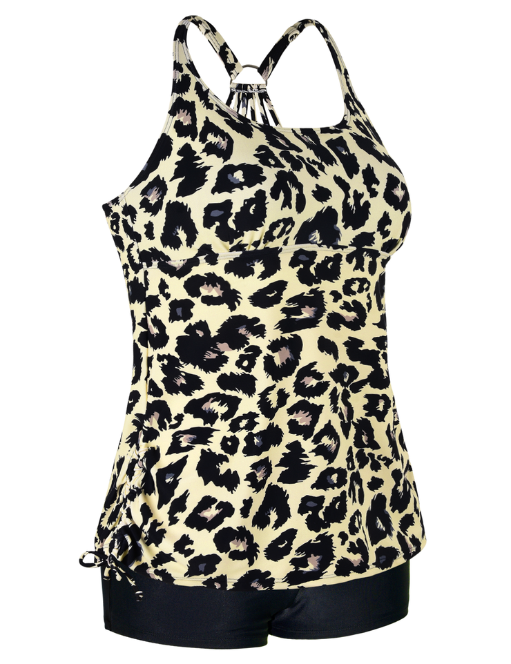 Firpearl Plus Size Bathing Suits for Women Two Piece Swimsuit Athletic Tankini Top with Shorts