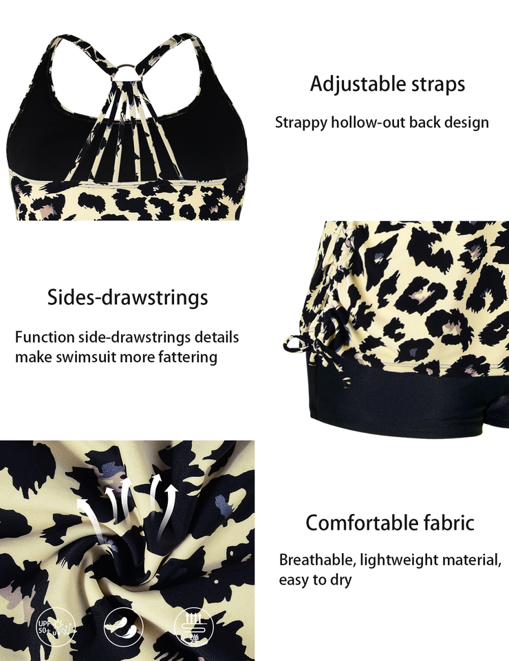 Firpearl Plus Size Bathing Suits for Women Two Piece Swimsuit Athletic Tankini Top with Shorts