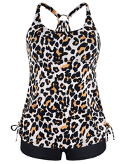 Firpearl Plus Size Bathing Suits for Women Two Piece Swimsuit Athletic Tankini Top with Shorts