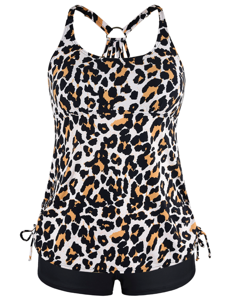 Firpearl Plus Size Bathing Suits for Women Two Piece Swimsuit Athletic Tankini Top with Shorts