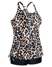 Firpearl Plus Size Bathing Suits for Women Two Piece Swimsuit Athletic Tankini Top with Shorts