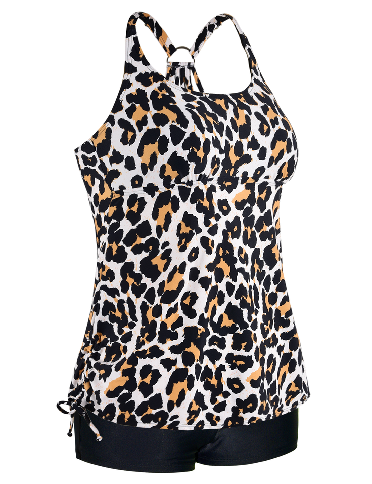 Firpearl Plus Size Bathing Suits for Women Two Piece Swimsuit Athletic Tankini Top with Shorts
