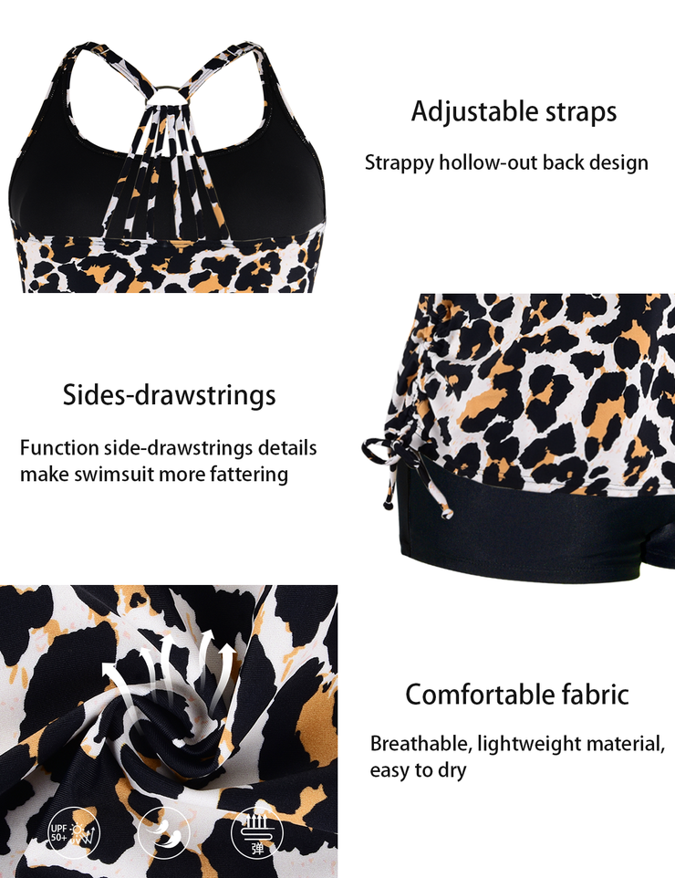 Firpearl Plus Size Bathing Suits for Women Two Piece Swimsuit Athletic Tankini Top with Shorts
