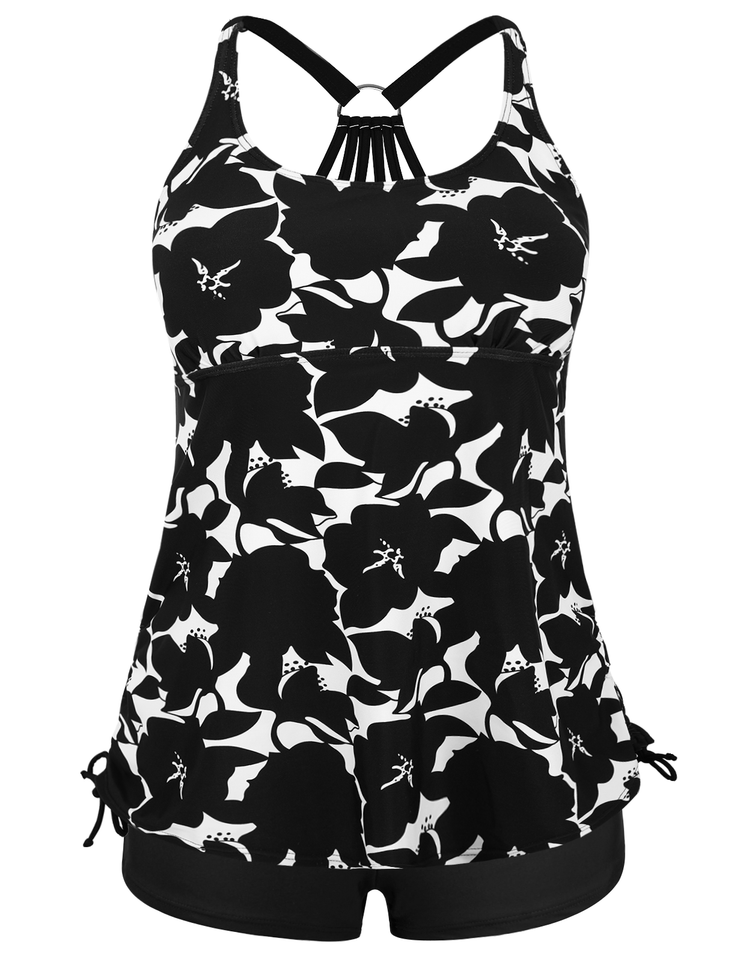 Firpearl Plus Size Bathing Suits for Women Two Piece Swimsuit Athletic Tankini Top with Shorts