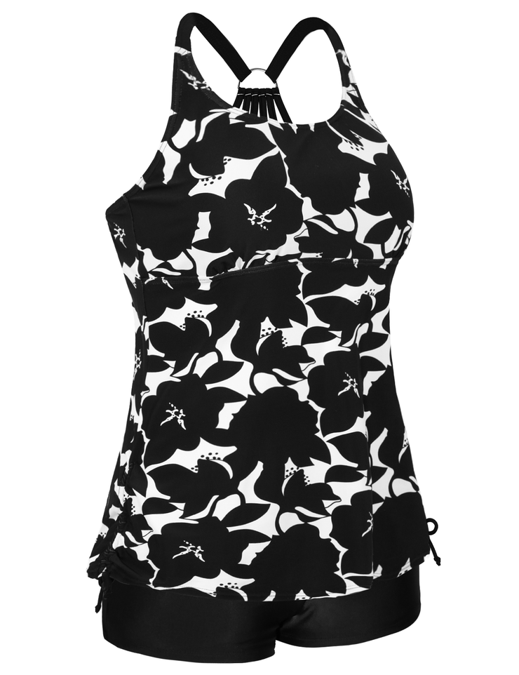 Firpearl Plus Size Bathing Suits for Women Two Piece Swimsuit Athletic Tankini Top with Shorts