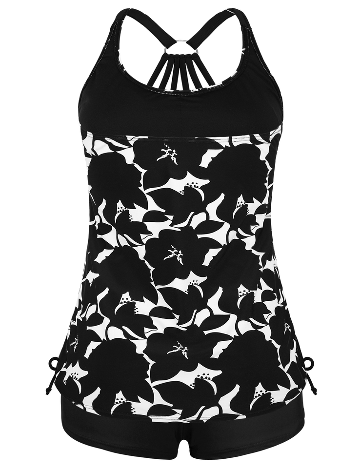Firpearl Plus Size Bathing Suits for Women Two Piece Swimsuit Athletic Tankini Top with Shorts