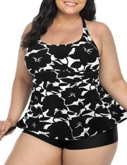 Firpearl Plus Size Bathing Suits for Women Two Piece Swimsuit Athletic Tankini Top with Shorts