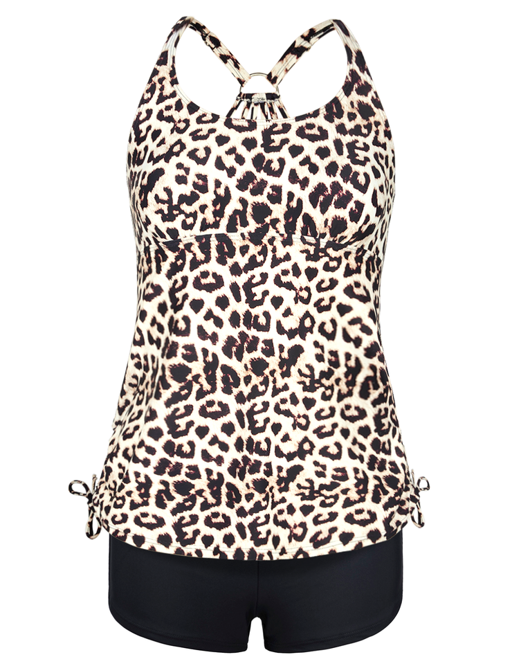 Firpearl Plus Size Bathing Suits for Women Two Piece Swimsuit Athletic Tankini Top with Shorts