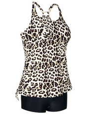 Firpearl Plus Size Bathing Suits for Women Two Piece Swimsuit Athletic Tankini Top with Shorts