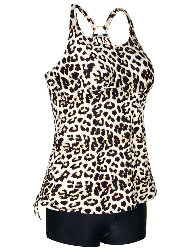 Firpearl Plus Size Bathing Suits for Women Two Piece Swimsuit Athletic Tankini Top with Shorts