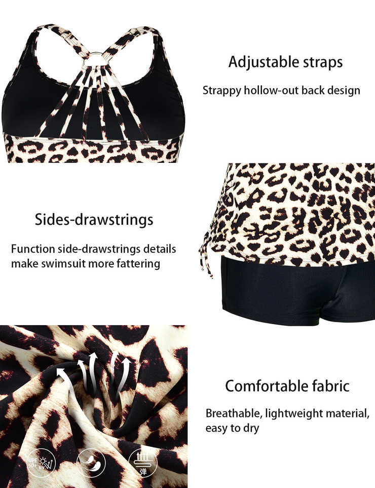 Firpearl Plus Size Bathing Suits for Women Two Piece Swimsuit Athletic Tankini Top with Shorts