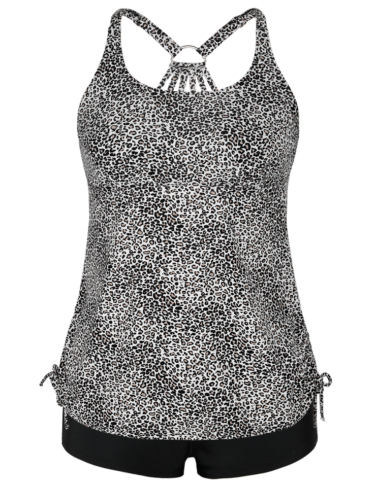 Firpearl Plus Size Bathing Suits for Women Two Piece Swimsuit Athletic Tankini Top with Shorts