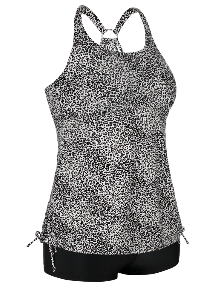 Firpearl Plus Size Bathing Suits for Women Two Piece Swimsuit Athletic Tankini Top with Shorts