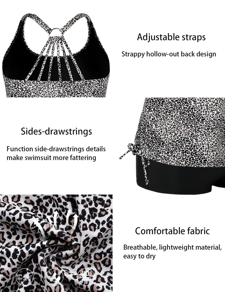 Firpearl Plus Size Bathing Suits for Women Two Piece Swimsuit Athletic Tankini Top with Shorts