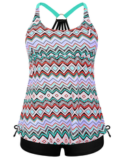 Firpearl Plus Size Bathing Suits for Women Two Piece Swimsuit Athletic Tankini Top with Shorts