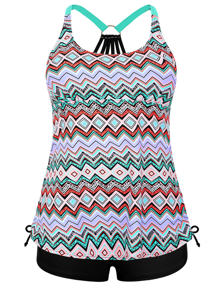 Firpearl Plus Size Bathing Suits for Women Two Piece Swimsuit Athletic Tankini Top with Shorts
