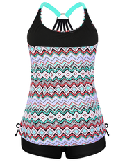Firpearl Plus Size Bathing Suits for Women Two Piece Swimsuit Athletic Tankini Top with Shorts