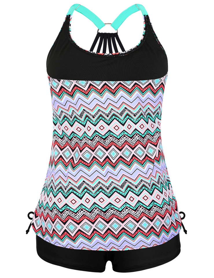 Firpearl Plus Size Bathing Suits for Women Two Piece Swimsuit Athletic Tankini Top with Shorts