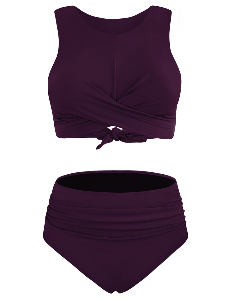 Firpearl Women's High Waisted Bikini Set Keyhole Tank Swimsuits Wrap Criss Cross Two Piece Bathing Suits