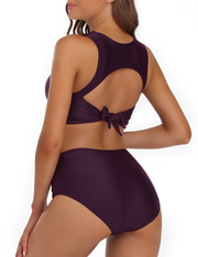 Firpearl Women's High Waisted Bikini Set Keyhole Tank Swimsuits Wrap Criss Cross Two Piece Bathing Suits