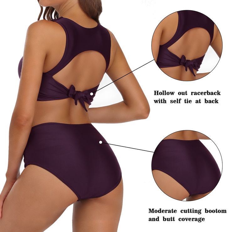 Firpearl Women's High Waisted Bikini Set Keyhole Tank Swimsuits Wrap Criss Cross Two Piece Bathing Suits