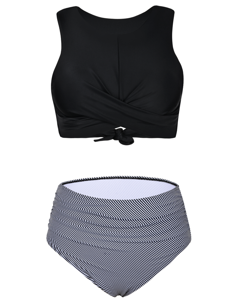 Firpearl Women's High Waisted Bikini Set Keyhole Tank Swimsuits Wrap Criss Cross Two Piece Bathing Suits