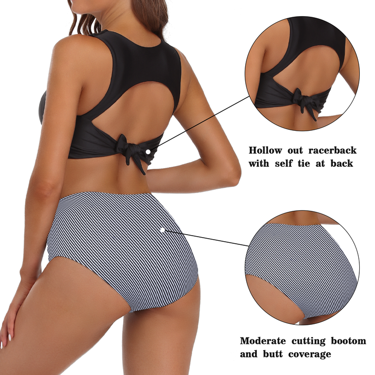 Firpearl Women's High Waisted Bikini Set Keyhole Tank Swimsuits Wrap Criss Cross Two Piece Bathing Suits
