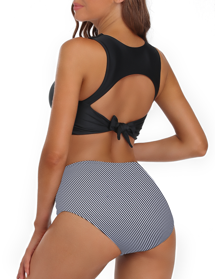 Firpearl Women's High Waisted Bikini Set Keyhole Tank Swimsuits Wrap Criss Cross Two Piece Bathing Suits