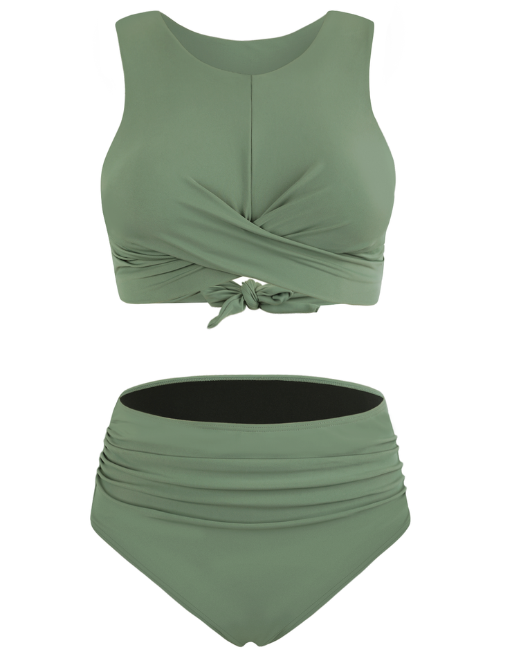 Firpearl Women's High Waisted Bikini Set Keyhole Tank Swimsuits Wrap Criss Cross Two Piece Bathing Suits