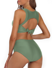 Firpearl Women's High Waisted Bikini Set Keyhole Tank Swimsuits Wrap Criss Cross Two Piece Bathing Suits