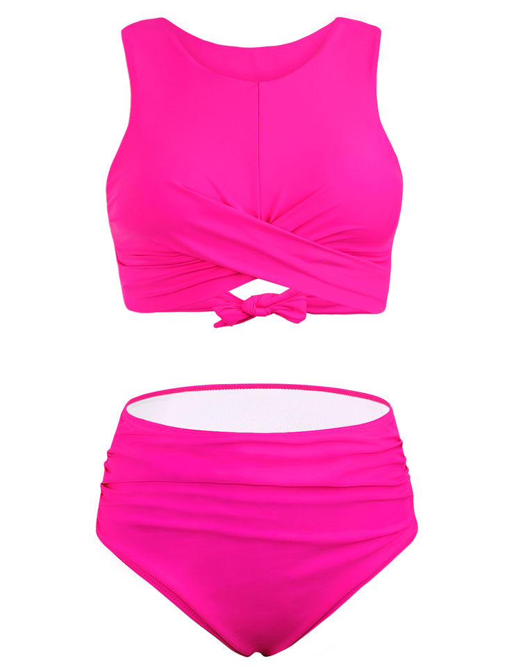 Firpearl Women's High Waisted Bikini Set Keyhole Tank Swimsuits Wrap Criss Cross Two Piece Bathing Suits