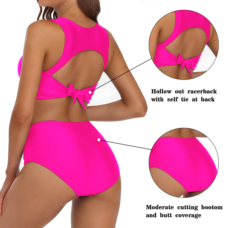 Firpearl Women's High Waisted Bikini Set Keyhole Tank Swimsuits Wrap Criss Cross Two Piece Bathing Suits