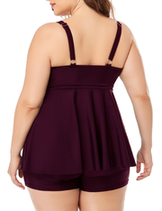 Firpearl Women's Plus Size Tankini Bathing Suits Modest Tummy Control Two Piece Swimsuits with Boyshort