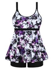 Firpearl Women's Plus Size Tankini Bathing Suits Modest Tummy Control Two Piece Swimsuits with Boyshort