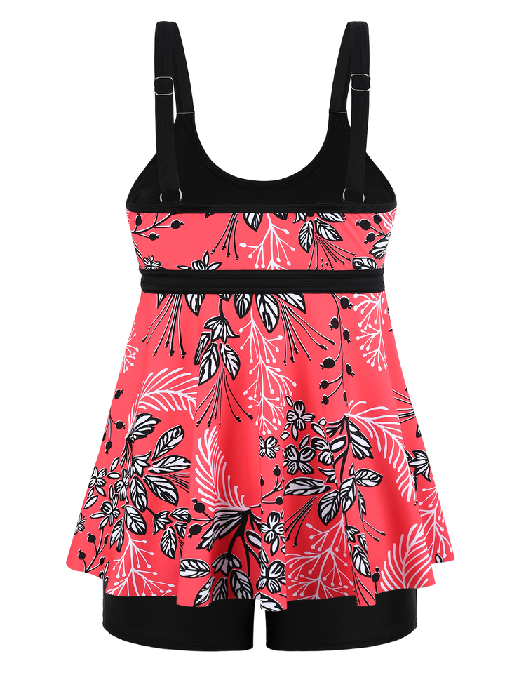 Firpearl Women's Plus Size Tankini Bathing Suits Modest Tummy Control Two Piece Swimsuits with Boyshort