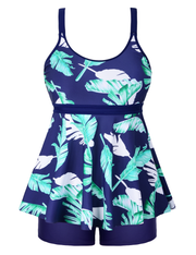 Firpearl Women's Plus Size Tankini Bathing Suits Modest Tummy Control Two Piece Swimsuits with Boyshort