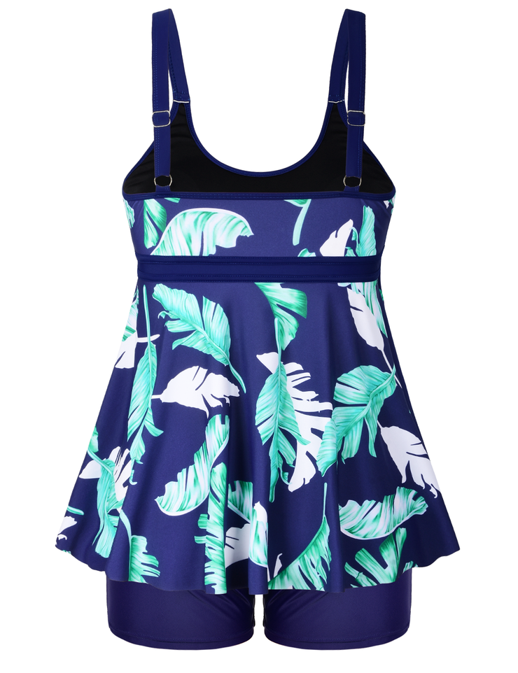Firpearl Women's Plus Size Tankini Bathing Suits Modest Tummy Control Two Piece Swimsuits with Boyshort
