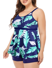Firpearl Women's Plus Size Tankini Bathing Suits Modest Tummy Control Two Piece Swimsuits with Boyshort