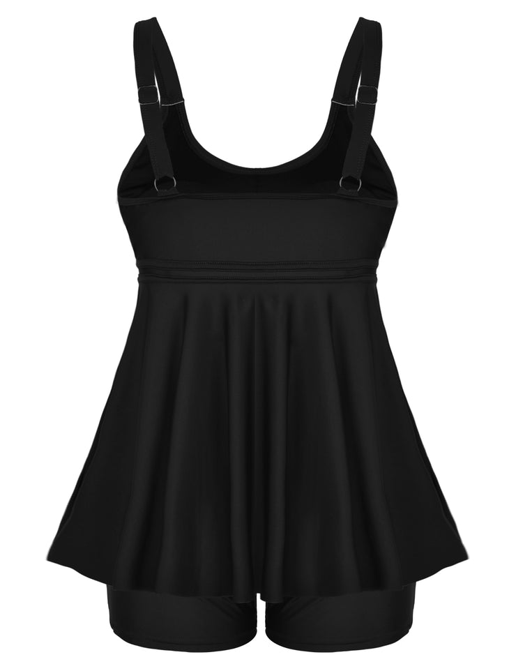 Firpearl Women's Plus Size Tankini Bathing Suits Modest Tummy Control Two Piece Swimsuits with Boyshort