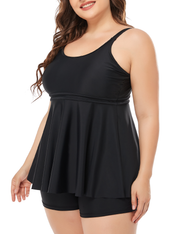 Firpearl Women's Plus Size Tankini Bathing Suits Modest Tummy Control Two Piece Swimsuits with Boyshort