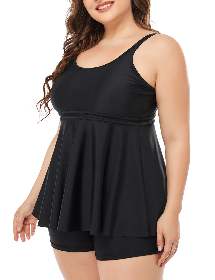 Firpearl Women's Plus Size Tankini Bathing Suits Modest Tummy Control Two Piece Swimsuits with Boyshort