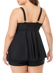 Firpearl Women's Plus Size Tankini Bathing Suits Modest Tummy Control Two Piece Swimsuits with Boyshort
