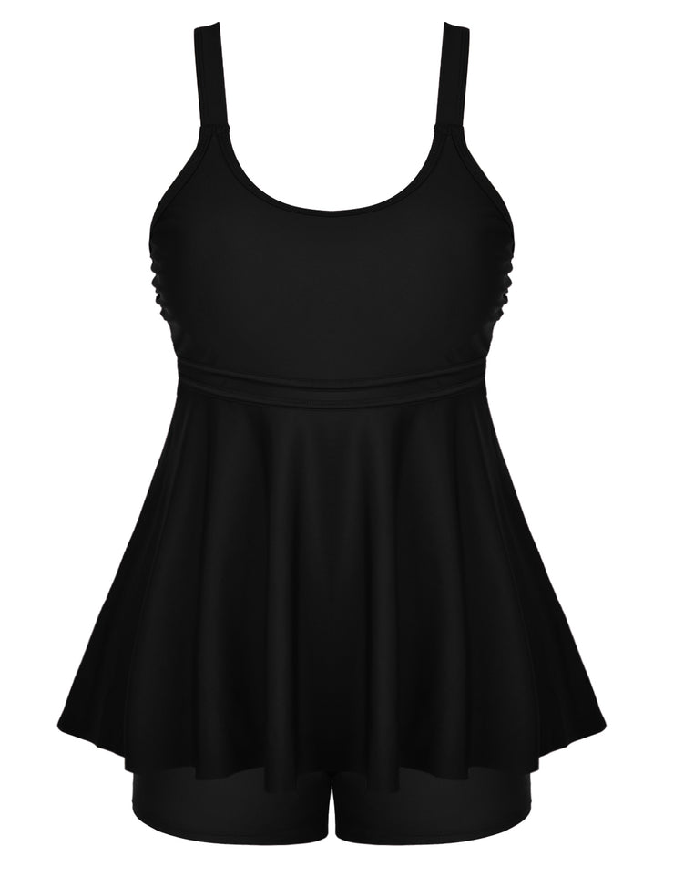 Firpearl Women's Plus Size Tankini Bathing Suits Modest Tummy Control Two Piece Swimsuits with Boyshort