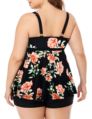 Firpearl Women's Plus Size Tankini Bathing Suits Modest Tummy Control Two Piece Swimsuits with Boyshort