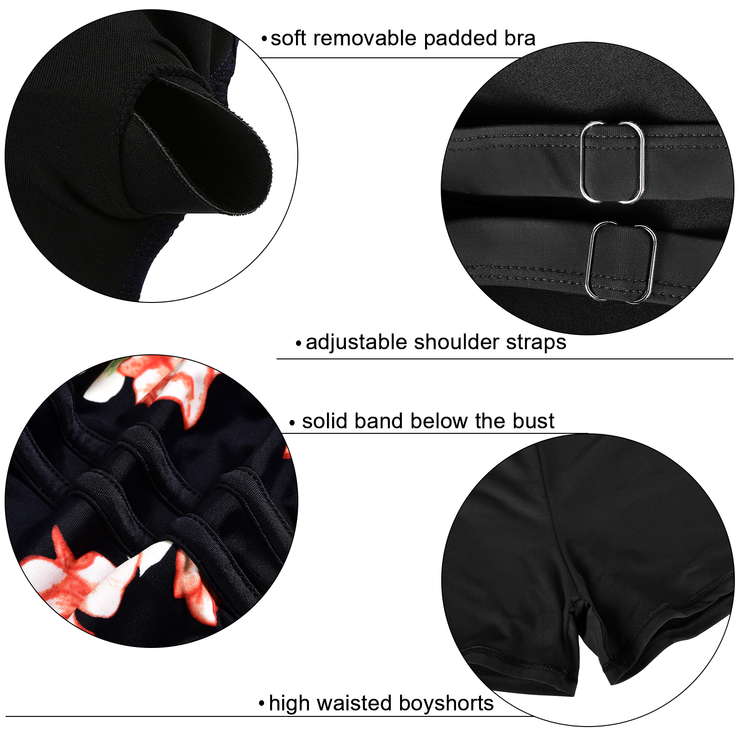 Firpearl Women's Plus Size Tankini Bathing Suits Modest Tummy Control Two Piece Swimsuits with Boyshort